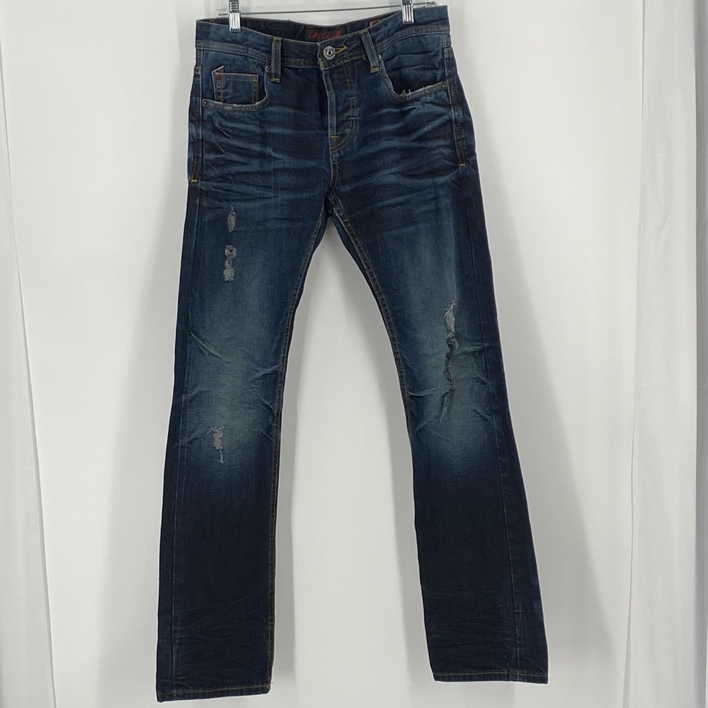 Cult of Individuality Men's Straight Jeans in Dark Blue Fade